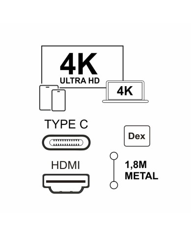 Cavo USB-C con HDMI Silver HT LOGAN Nero Cavo USB-C con HDMI Silver HT LOGAN Nero