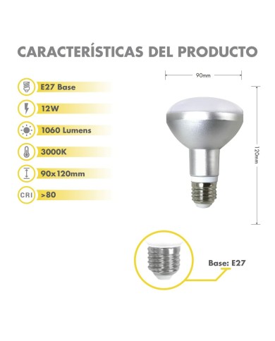 Lampadina LED Silver Electronics 999007 R90 E27 Grigio 12 W 3000K