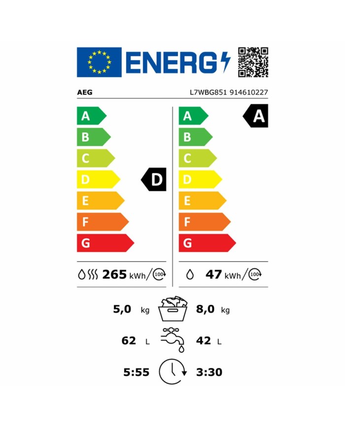 Lavatrice - Asciugatrice AEG L7WBG851 1600 rpm 5 kg