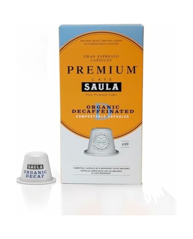 Capsule di Caffè con Contenitore Saula 30338182 ORGANIC DECAF 10CAP ZERO Capsule di Caffè con Contenitore Saula 30338182 ORGANIC DECAF 10CAP ZERO