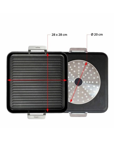 Griglia Valira 4652/25 28 x 28 cm 25 x 28 cm Nero Metallo Alluminio Ø 28 cm Griglia Valira 4652/25 28 x 28 cm 25 x 28 cm Nero Metallo Alluminio Ø 28 cm