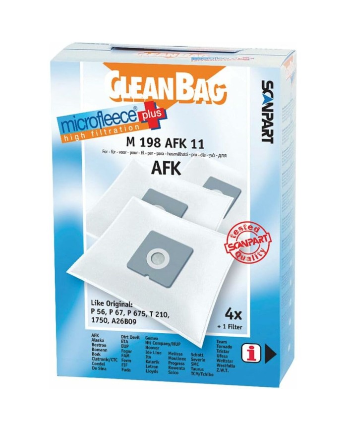 Sacchetto di Ricambio per Aspirapolvere Scanpart M 198 AFK 11 AFK BORK 4UD Sacchetto di Ricambio per Aspirapolvere Scanpart M 198 AFK 11 AFK BORK 4UD