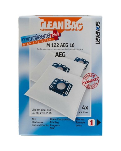 Sacchetto di Ricambio per Aspirapolvere Scanpart M 122 AEG 16 AEG ELECTROLUX Sacchetto di Ricambio per Aspirapolvere Scanpart M 122 AEG 16 AEG ELECTROLUX