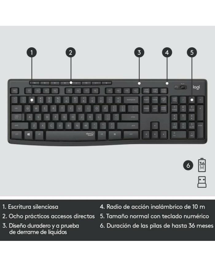 Tastiera e Mouse Wireless Logitech MK295 Nero Qwerty in Spagnolo Tastiera e Mouse Wireless Logitech MK295 Nero Qwerty in Spagnolo