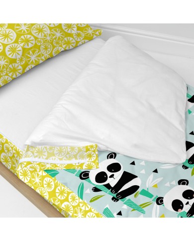 Copripiumone a sacco con Piumone HappyFriday Moshi Moshi Panda Garden Blue Azzurro 105 x 200 cm Copripiumone a sacco con Piumone HappyFriday Moshi Moshi Panda Garden Blue Azzurro 105 x 200 cm