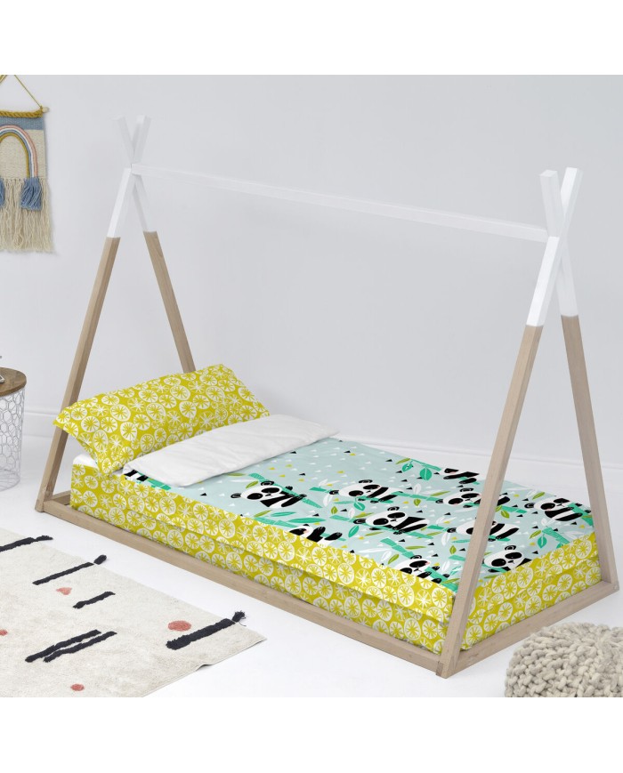 Copripiumone a sacco con Piumone HappyFriday Moshi Moshi Panda Garden Blue Azzurro 105 x 200 cm Copripiumone a sacco con Piumone HappyFriday Moshi Moshi Panda Garden Blue Azzurro 105 x 200 cm