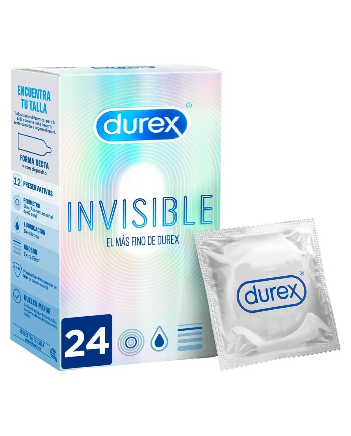 Preservativi Invisible Extra Sensitivo Durex 24 Unità Preservativi Invisible Extra Sensitivo Durex 24 Unità