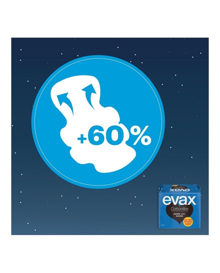 Assorbenti con Ali da Notte Evax COTTONLIKE (9 uds)