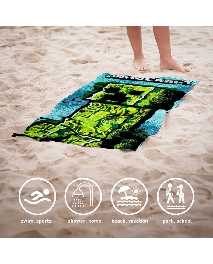 Telo da Mare Minecraft Verde 70 x 140 cm Telo da Mare Minecraft Verde 70 x 140 cm