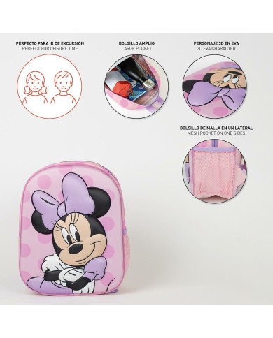 Zaino Scuola Minnie Mouse Rosa 25 x 31 x 10 cm