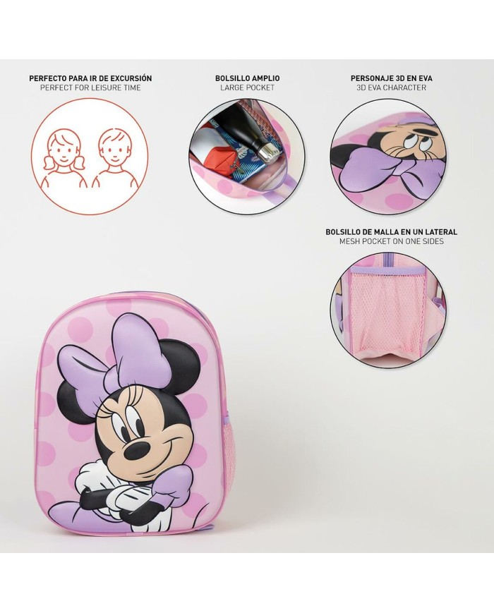 Zaino Scuola Minnie Mouse Rosa 25 x 31 x 10 cm