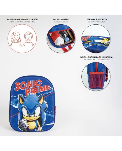 Zaino Scuola Sonic Azzurro 25 x 10 x 31 cm