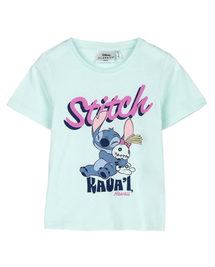 Maglia a Maniche Corte per Bambini Stitch Turchese