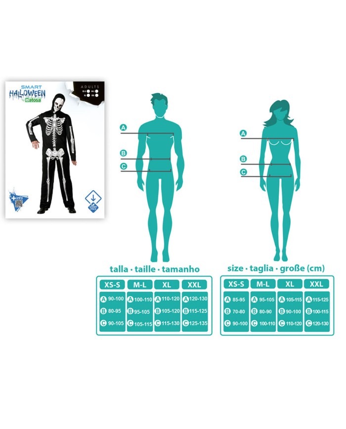 Costume per Adulti Nero Scheletro M/L
