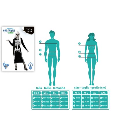 Costume per Adulti Nero Scheletro M/L