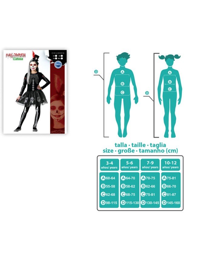 Costume per Bambini Scheletro 10-12 Anni