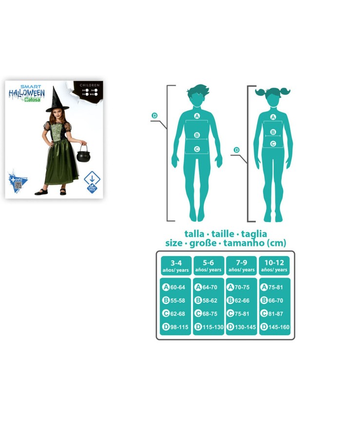 Costume per Bambini Strega 10-12 Anni
