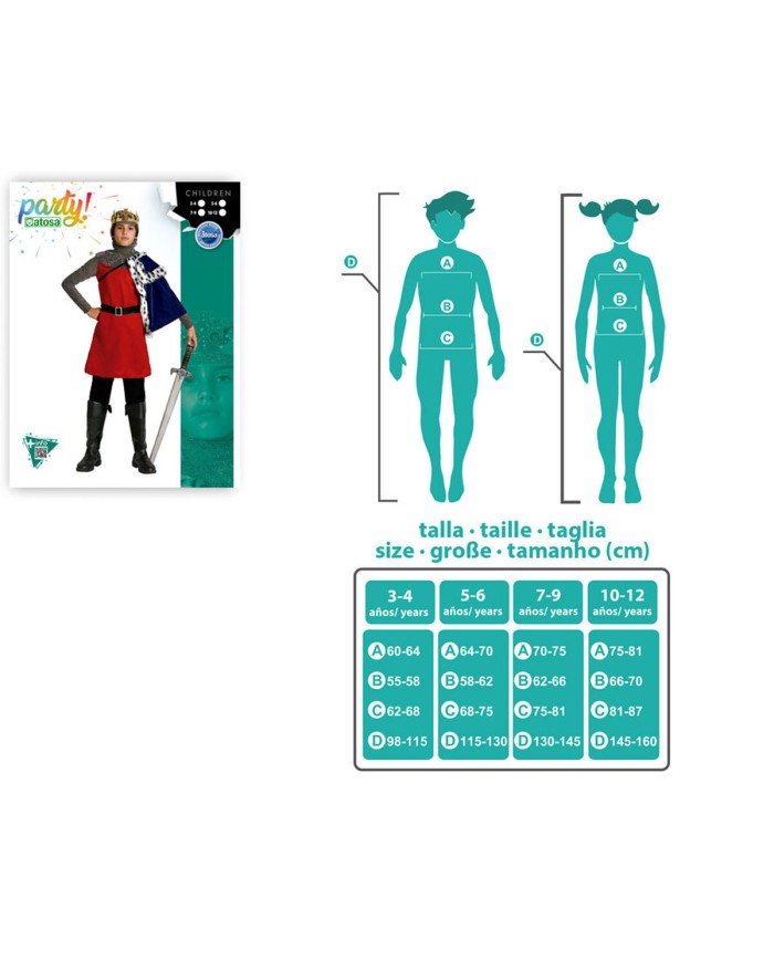 Costume per Bambini Re Medievale 5-6 Anni