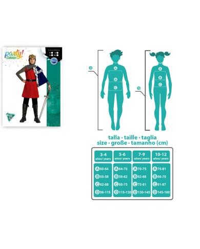 Costume per Bambini Re Medievale 7-9 Anni Costume per Bambini Re Medievale 7-9 Anni