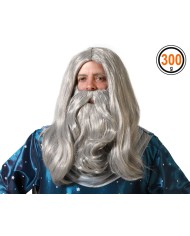 Parrucca con barba Mago Grigio