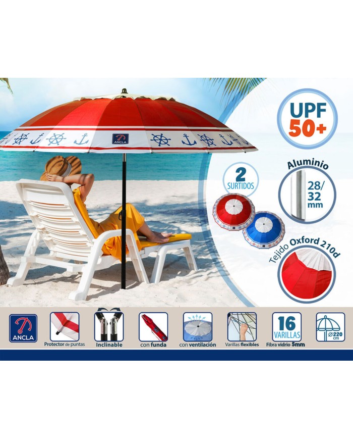 Ombrellone Ø 220 cm SPF50+ Ancora