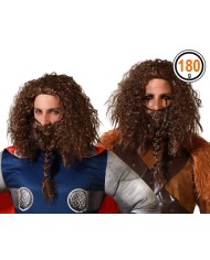 Parrucca con barba Vichingo Castano