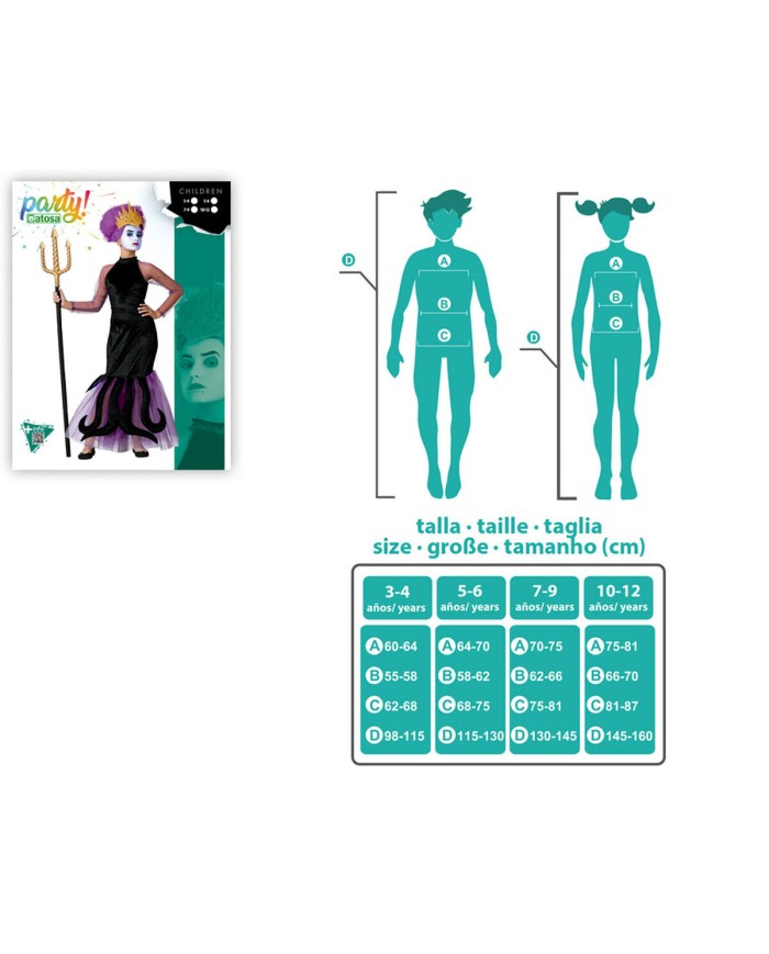 Costume per Bambini Regina Malvagia 5-6 Anni