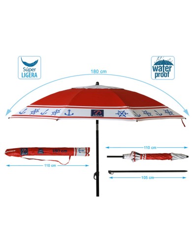 Ombrellone Rosso Ø 180 cm SPF50+ Ancora Ombrellone Rosso Ø 180 cm SPF50+ Ancora