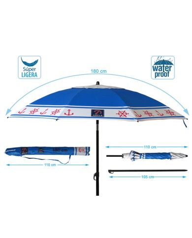 Ombrellone Azzurro Ø 180 cm SPF50+ Ancora Ombrellone Azzurro Ø 180 cm SPF50+ Ancora