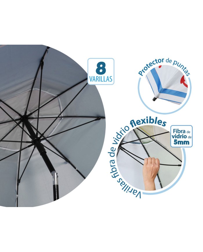 Ombrellone Azzurro Ø 180 cm SPF50+ Ancora