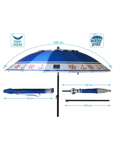 Ombrellone Azzurro Ø 240 cm SPF50+ Ancora Ombrellone Azzurro Ø 240 cm SPF50+ Ancora