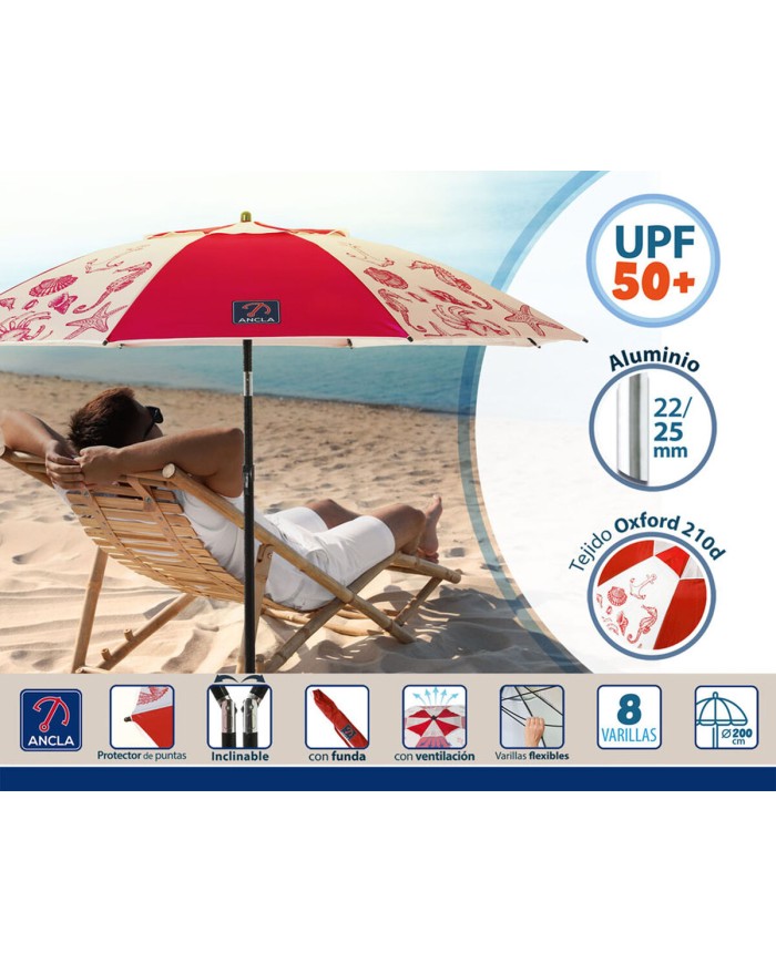 Ombrellone Rosso Ø 200 cm SPF50+ Marino Ombrellone Rosso Ø 200 cm SPF50+ Marino