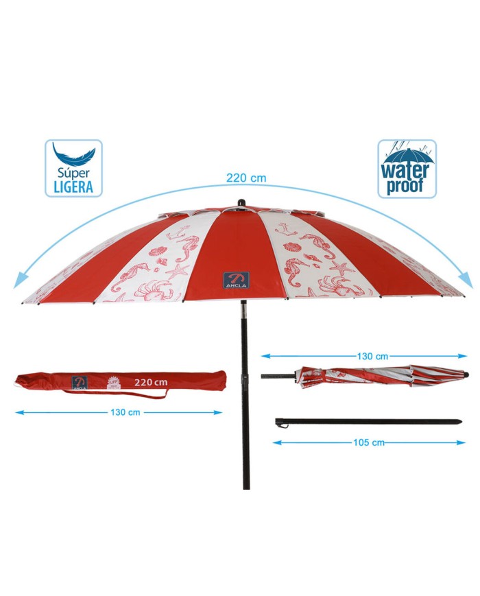 Ombrellone Rosso Ø 220 cm SPF50+ Marino Ombrellone Rosso Ø 220 cm SPF50+ Marino