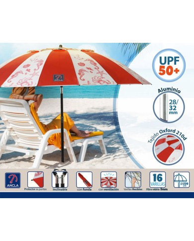 Ombrellone Rosso Ø 220 cm SPF50+ Marino Ombrellone Rosso Ø 220 cm SPF50+ Marino