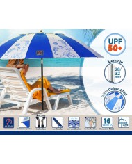 Ombrellone Azzurro Ø 220 cm SPF50+ Marino Ombrellone Azzurro Ø 220 cm SPF50+ Marino
