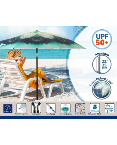 Ombrellone Verde Ø 180 cm SPF50+ Pavone Ombrellone Verde Ø 180 cm SPF50+ Pavone