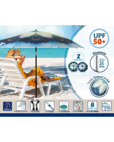 Ombrellone Azzurro Ø 200 cm SPF50+ Pavone Ombrellone Azzurro Ø 200 cm SPF50+ Pavone