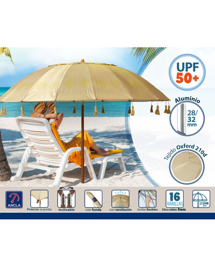 Ombrellone Beige Ø 240 cm SPF50+
