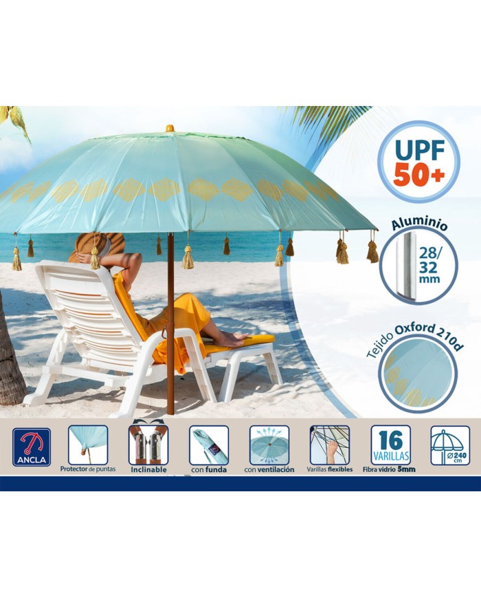 Ombrellone Azzurro Ø 240 cm SPF50+