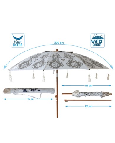 Ombrellone Bianco Ø 200 cm SPF50+ Boho Ombrellone Bianco Ø 200 cm SPF50+ Boho