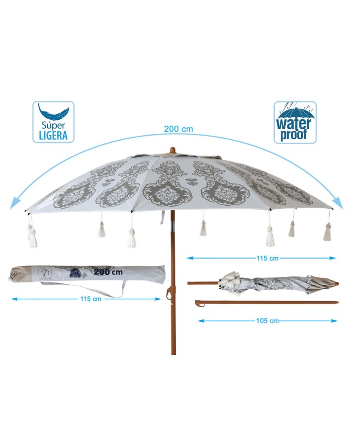 Ombrellone Bianco Ø 200 cm SPF50+ Boho