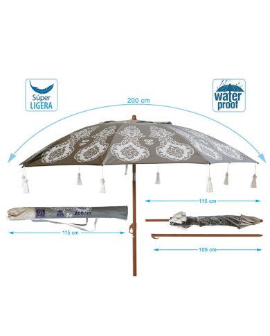Ombrellone Grigio Ø 200 cm SPF50+ Boho Ombrellone Grigio Ø 200 cm SPF50+ Boho