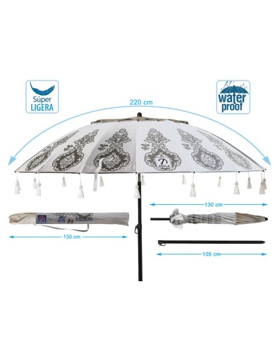 Ombrellone Bianco Ø 220 cm SPF50+ Boho Ombrellone Bianco Ø 220 cm SPF50+ Boho
