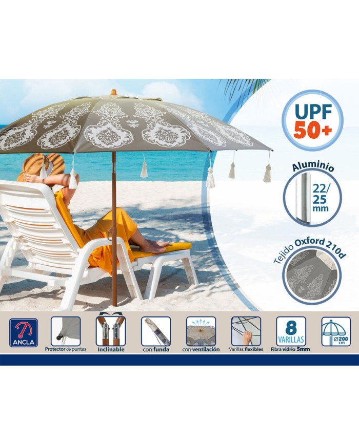 Ombrellone Grigio Ø 200 cm SPF50+ Boho Ombrellone Grigio Ø 200 cm SPF50+ Boho