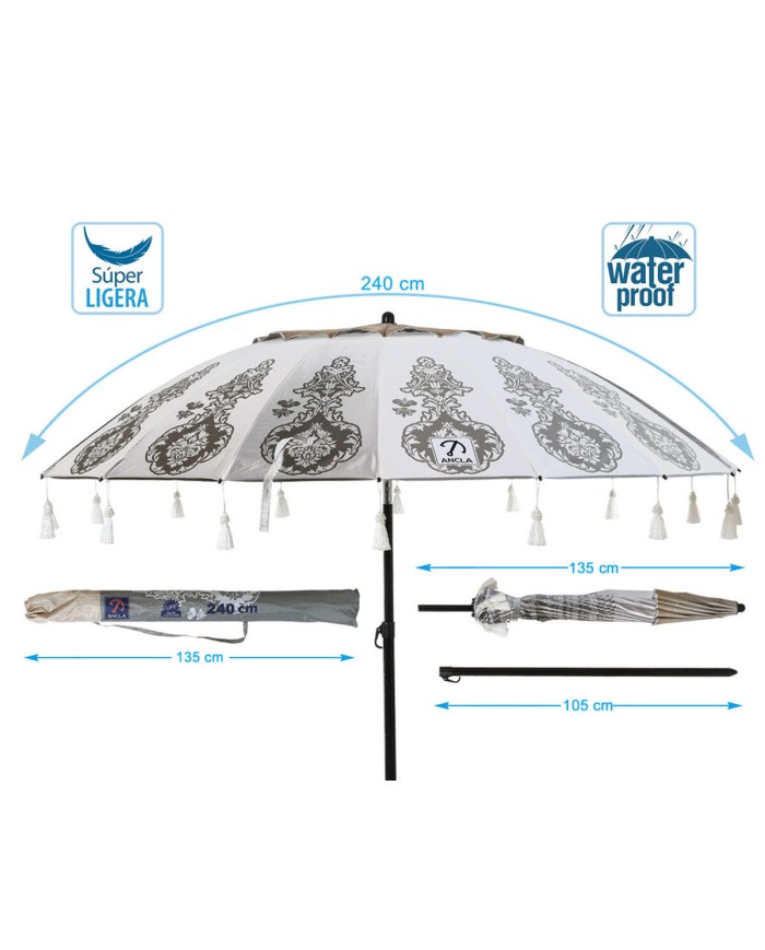 Ombrellone Bianco Ø 240 cm SPF50+ Boho Ombrellone Bianco Ø 240 cm SPF50+ Boho