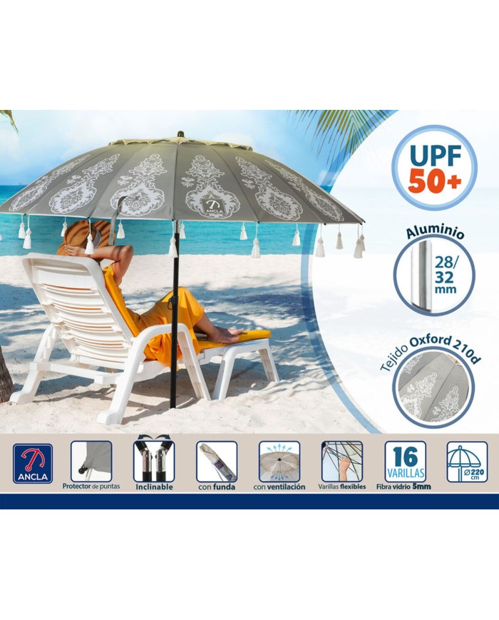 Ombrellone Grigio Ø 220 cm SPF50+ Boho