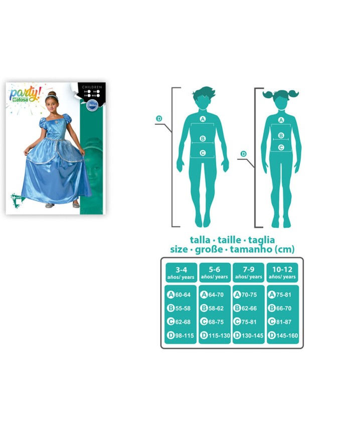 Costume per Bambini Azzurro Principessa Costume per Bambini Azzurro Principessa