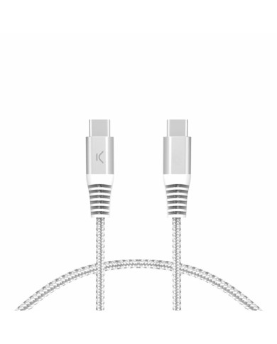 Cavo USB-C con USB-C KSIX Bianco Cavo USB-C con USB-C KSIX Bianco