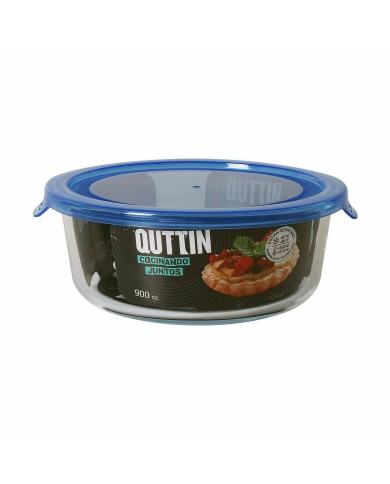 Porta Pranzo Rotondo con Coperchio Quttin  Azzurro 900 ml (6 Unità)