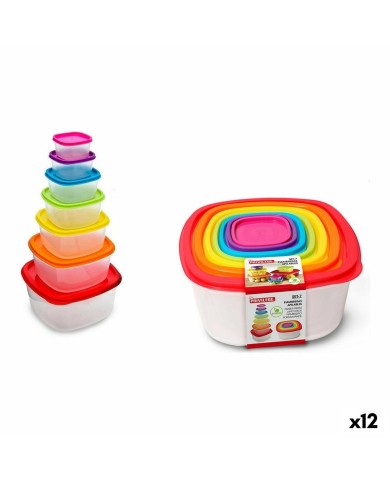Set di scatole porta pranzo Privilege Multicolore Impilabile Quadrato 7 Pezzi (12 Unità)